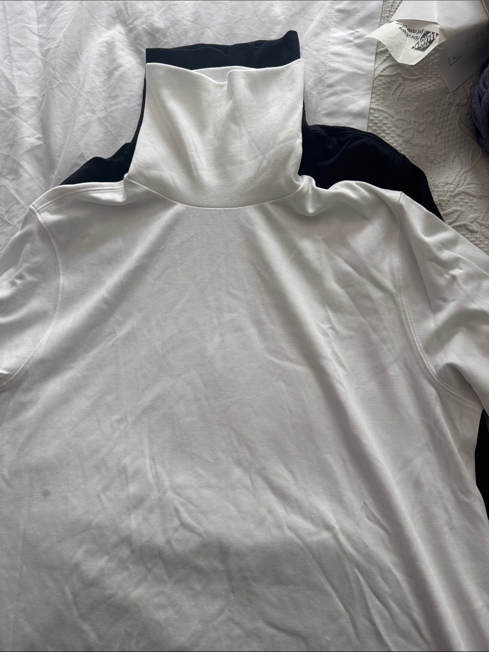 Lands' End White Long-Sleeve Turtleneck Top price for 2 black and white new cond